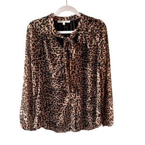 Daniel Rainn Brown Leopard Print Blouse Size S Office Lightweight Classic